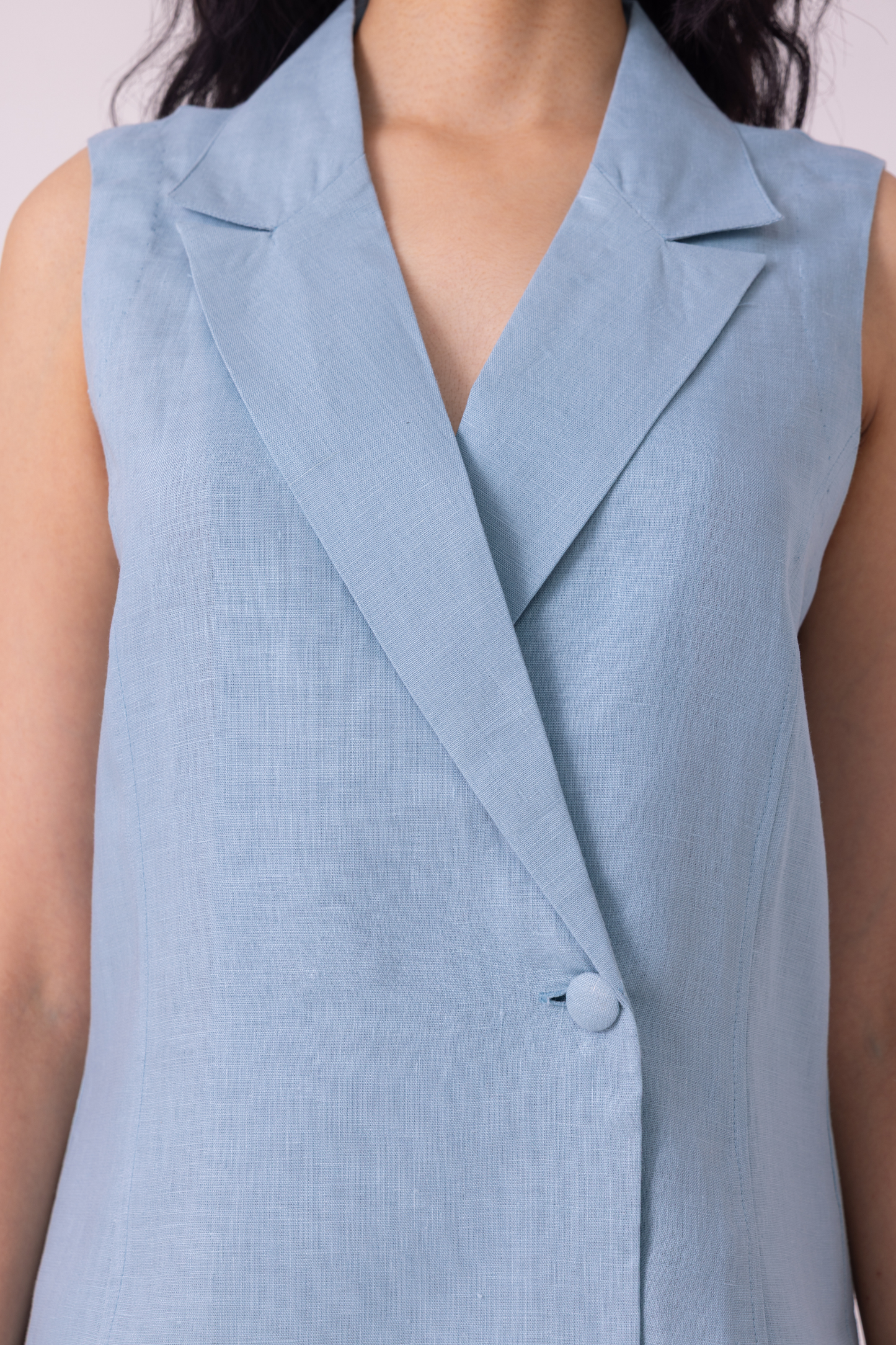 Serena Blue Linen Vest
