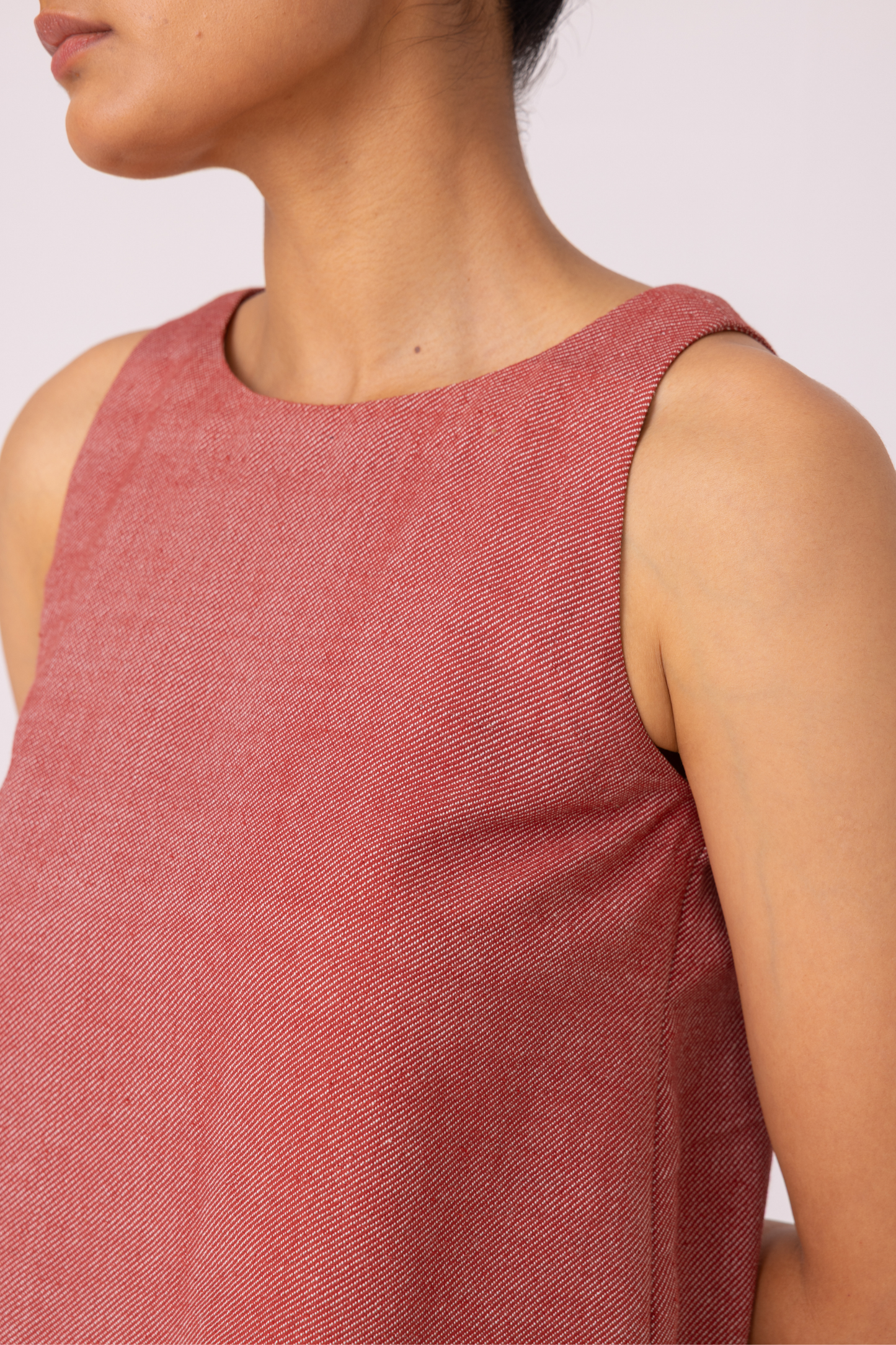 Kifli Red Handwoven Denim Top