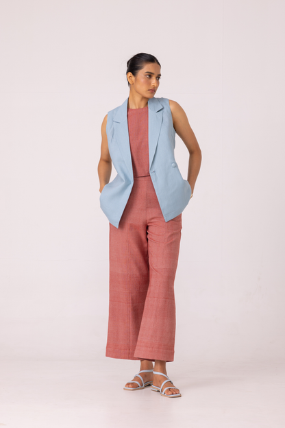 Kifli Red Handwoven Denim Top