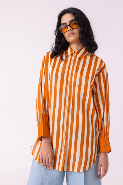 Tori Rust Striped Shirt