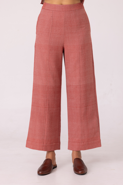 Moira Red Handwoven Denim Pants