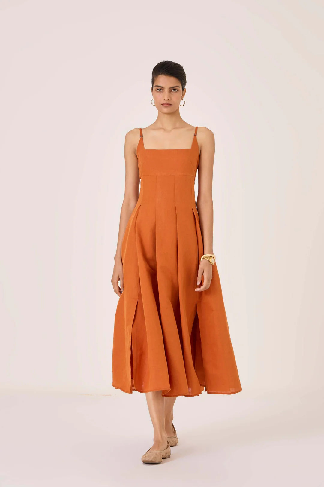 Yapa Tangerine Midi Dress
