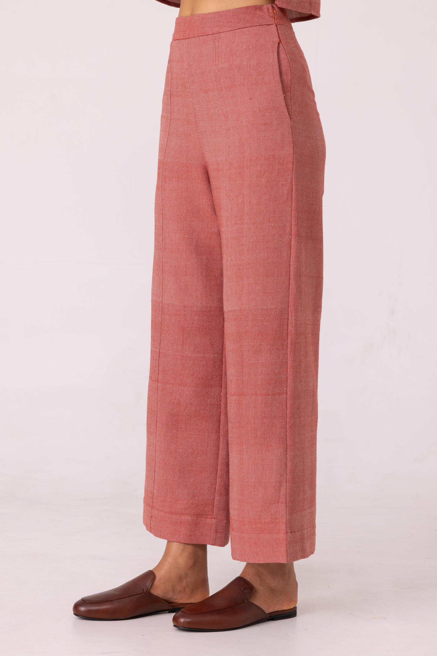 Moira Red Handwoven Denim Pants