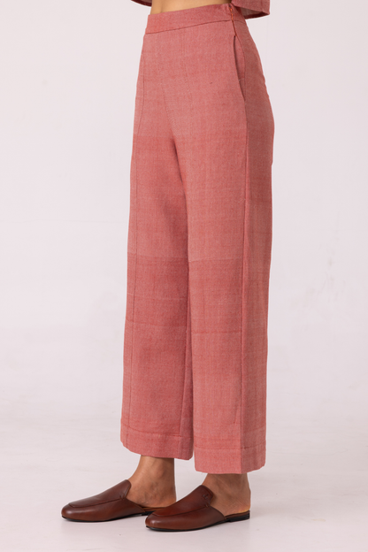 Moira Red Handwoven Denim Pants