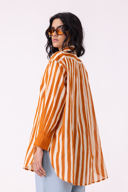 Tori Rust Striped Shirt