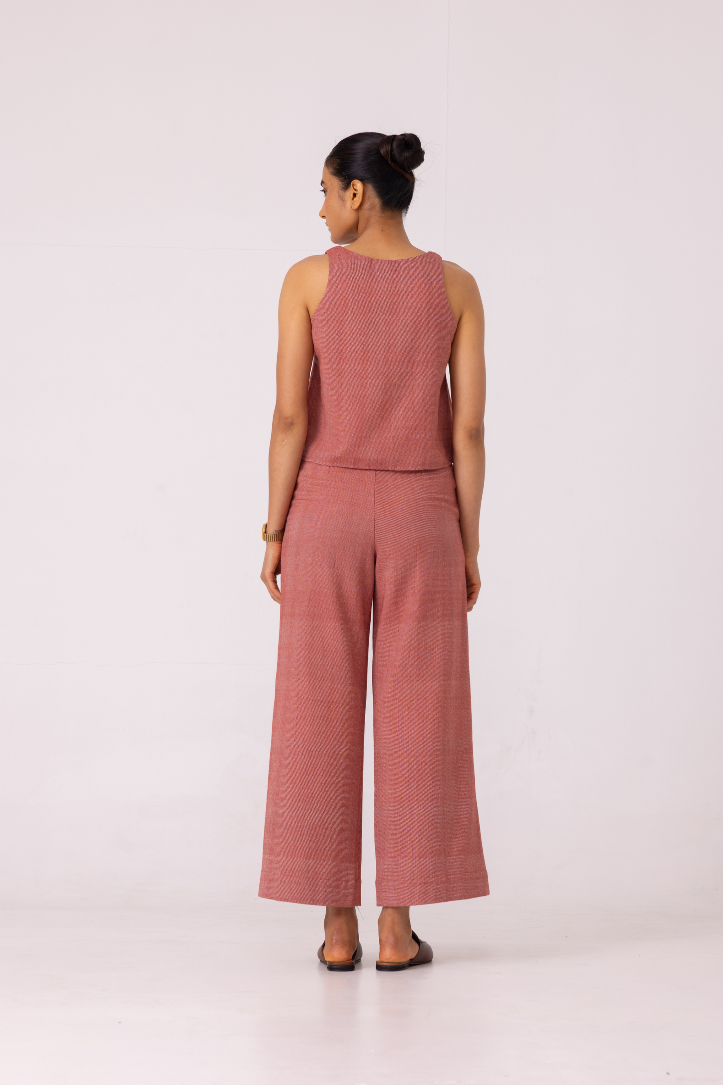 Moira Red Handwoven Denim Pants
