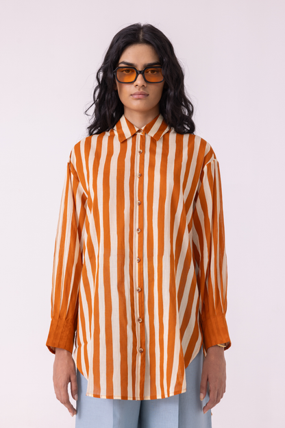 Tori Rust Striped Shirt