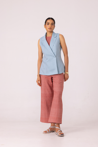 Moira Red Handwoven Denim Pants