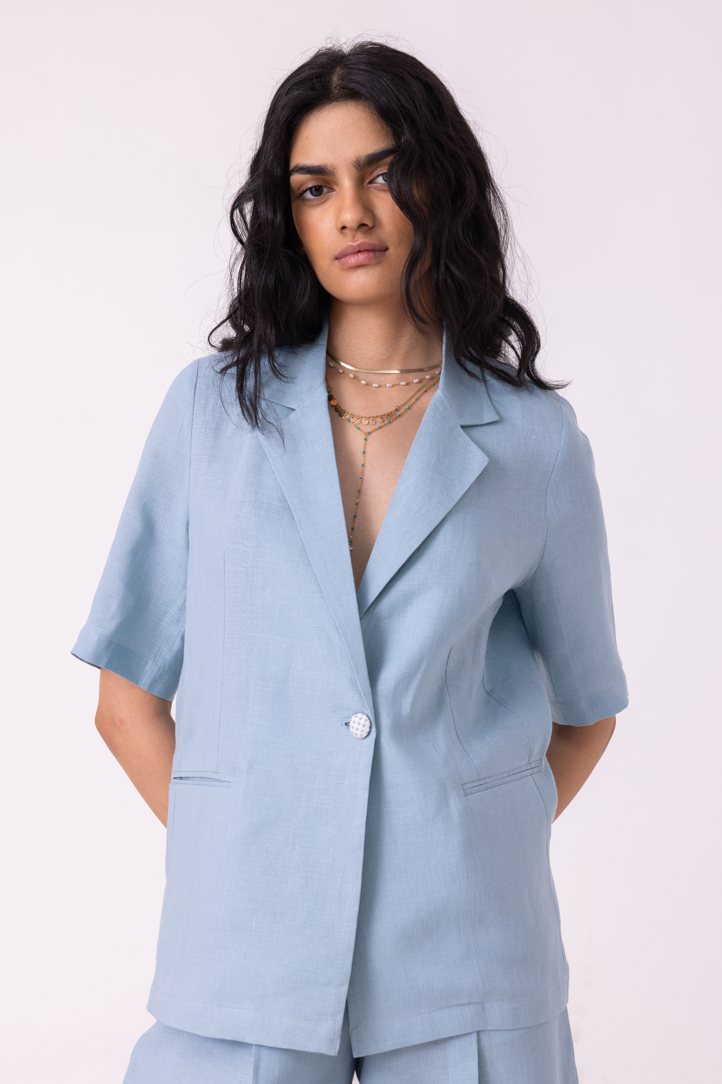 Jo Blue Linen Jacket