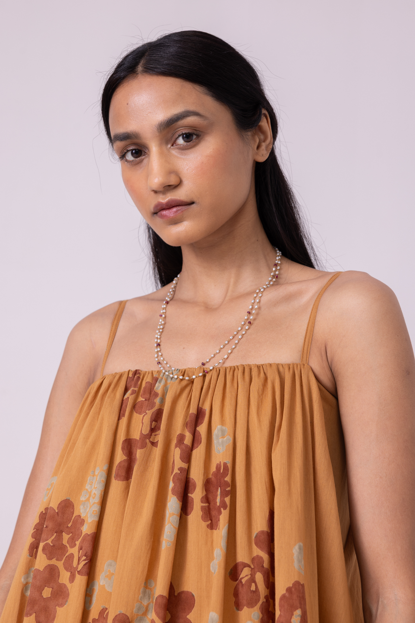 Lev Floral Hand Printed Tiered Dress