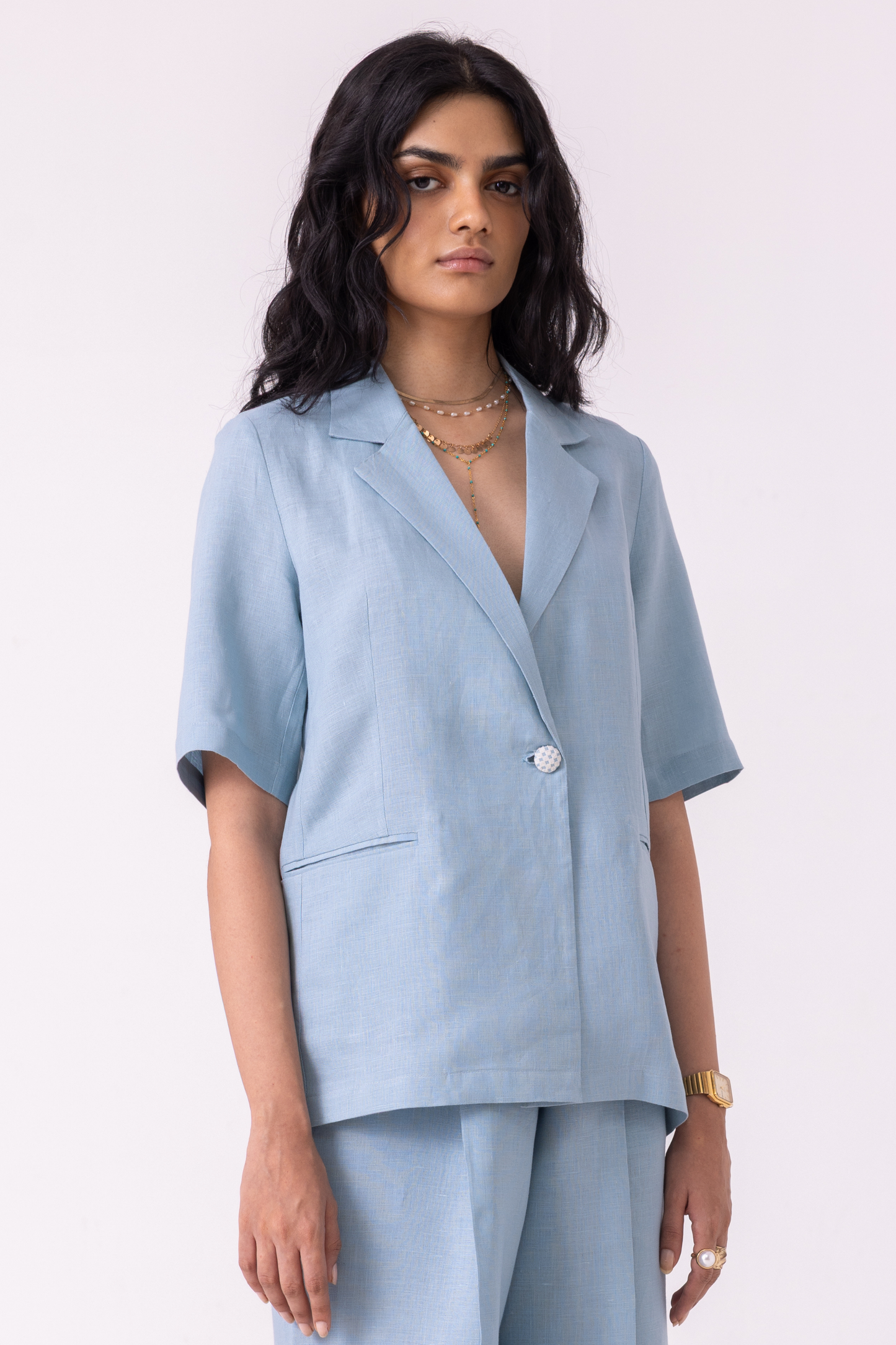 Jo Blue Linen Jacket