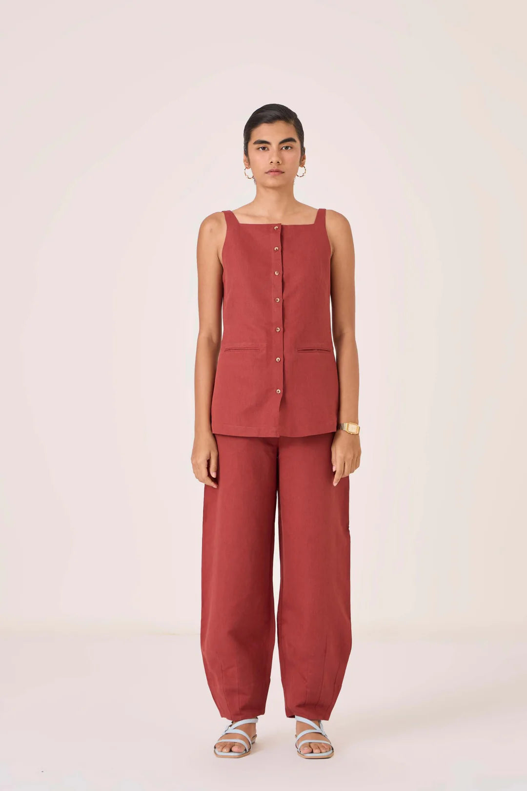 Bisa Umber Button Down Top