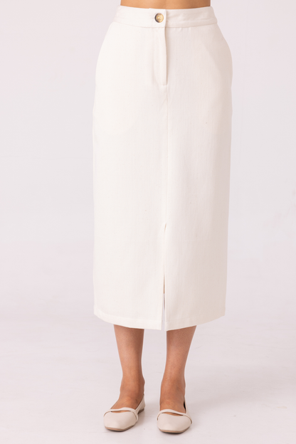 Roxanne Off White Handwoven Denim Skirt