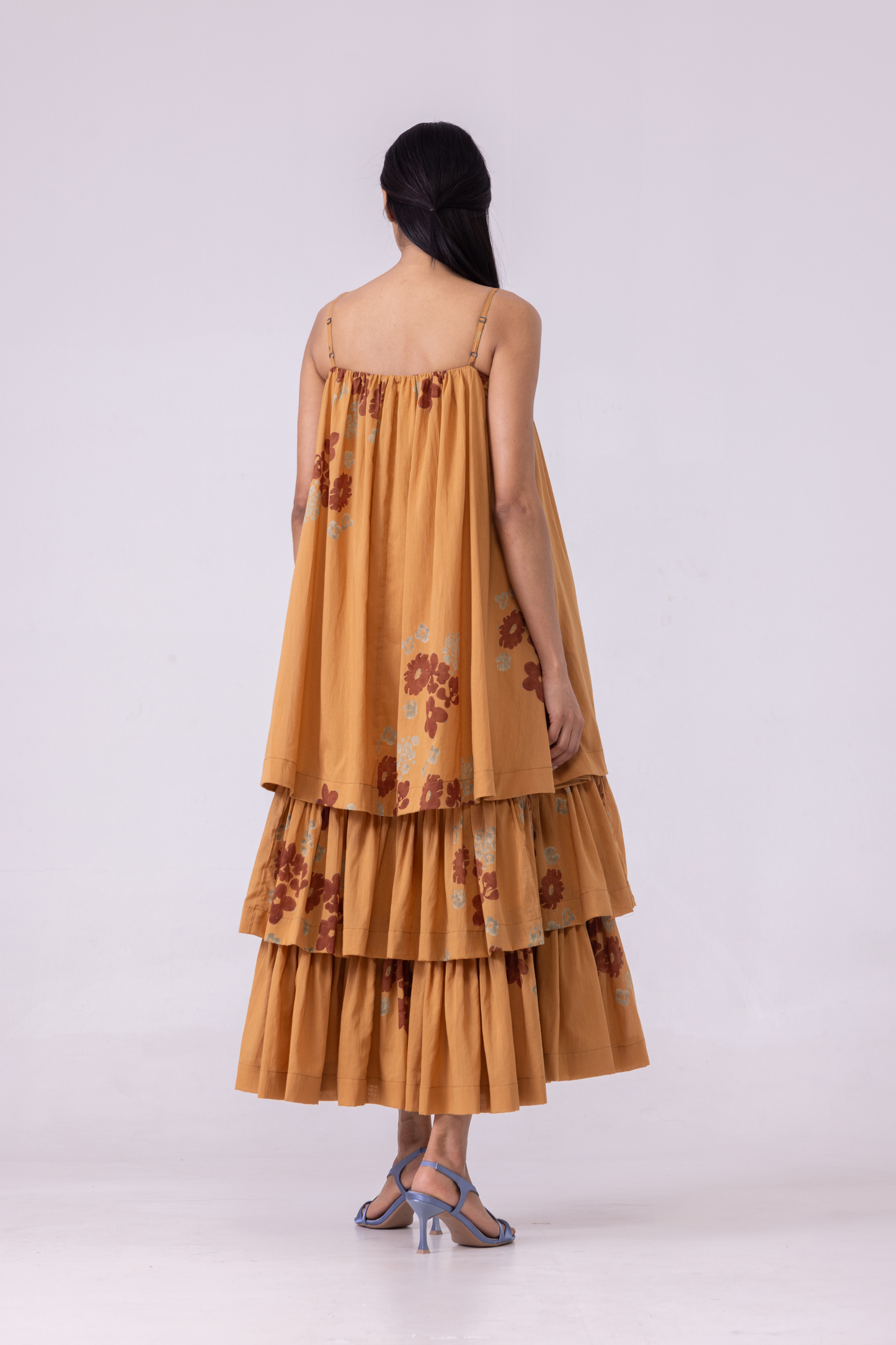 Lev Floral Hand Printed Tiered Dress