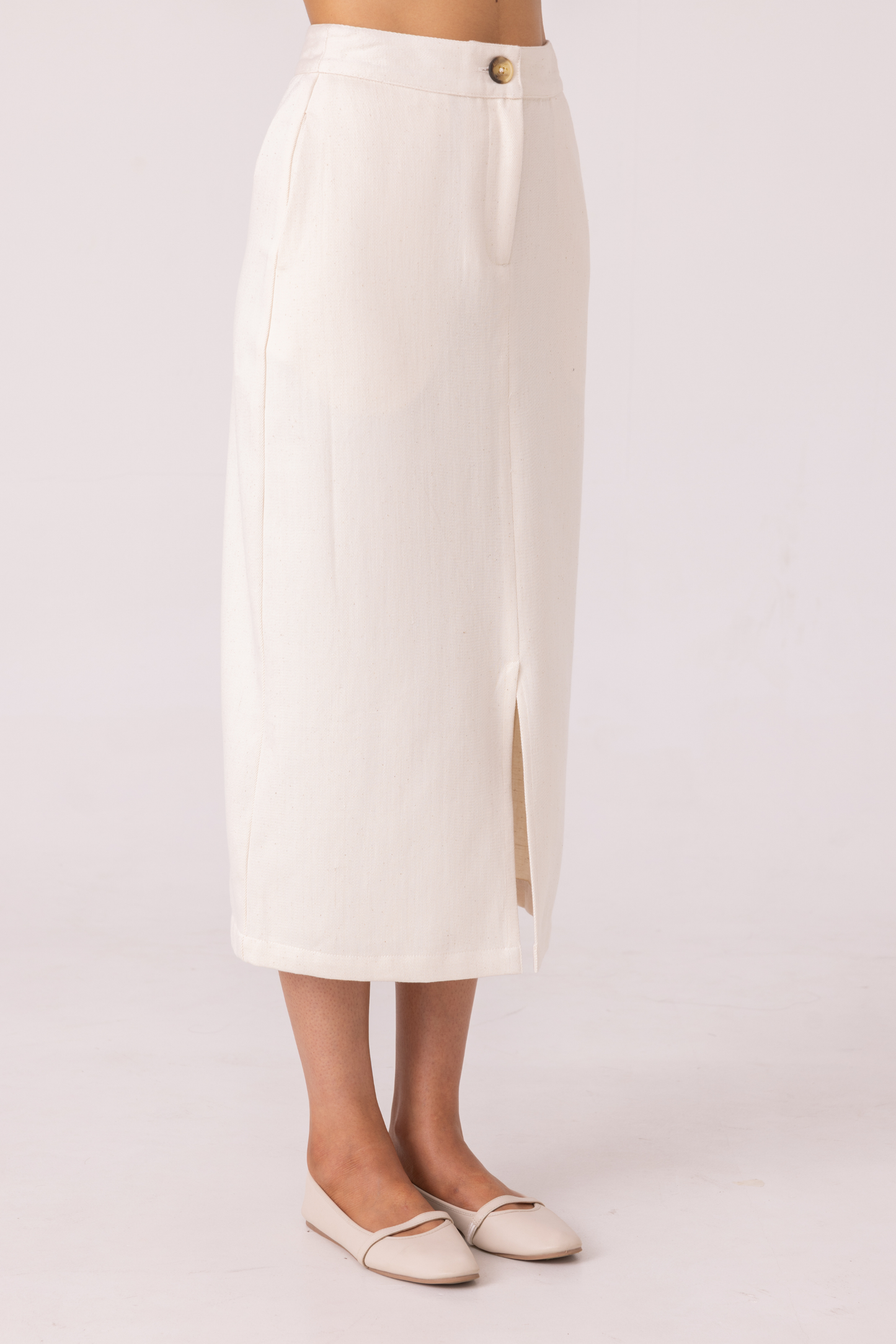 Roxanne Off White Handwoven Denim Skirt