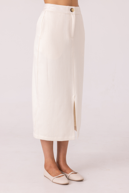 Roxanne Off White Handwoven Denim Skirt