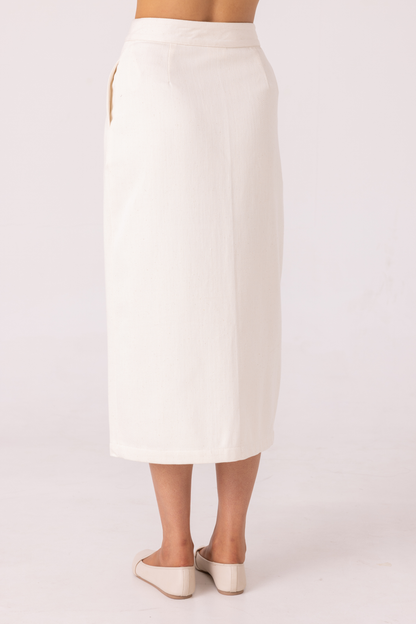 Roxanne Off White Handwoven Denim Skirt
