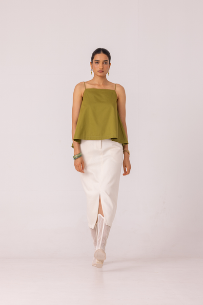 Roxanne Off White Handwoven Denim Skirt