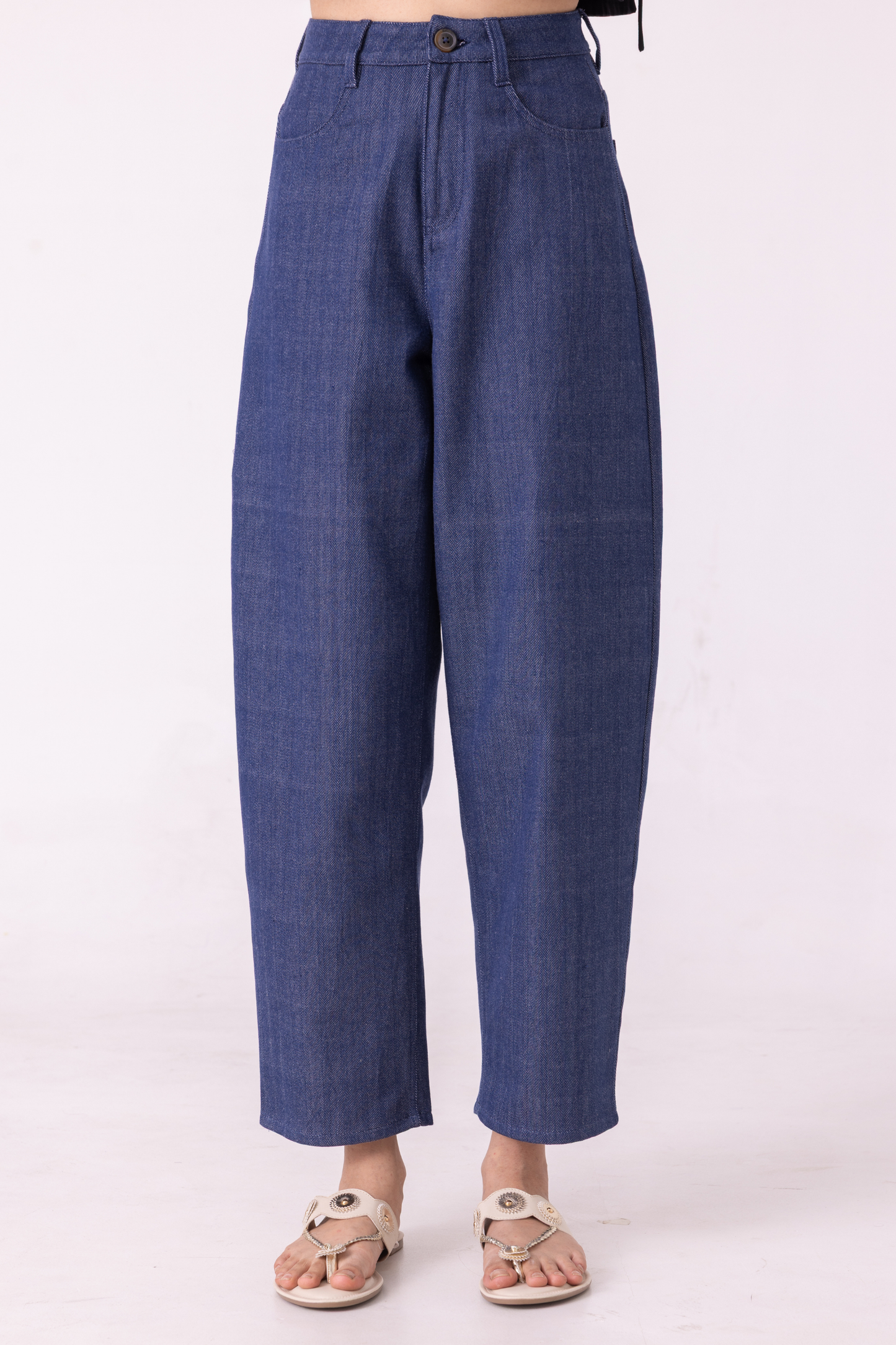 Katniss Blue Handwoven Denim Barrel Pants