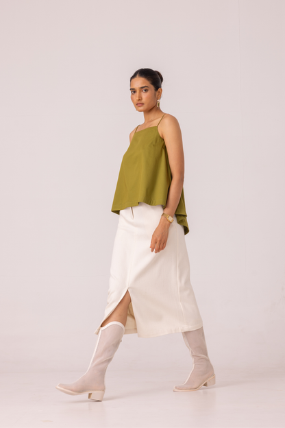 Roxanne Off White Handwoven Denim Skirt