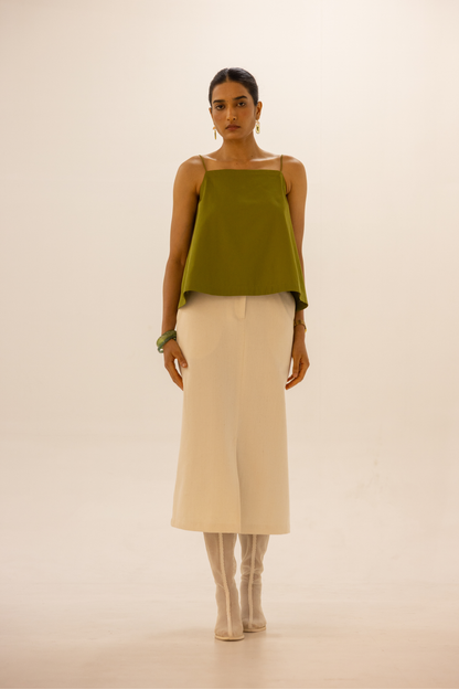Roxanne Off White Handwoven Denim Skirt