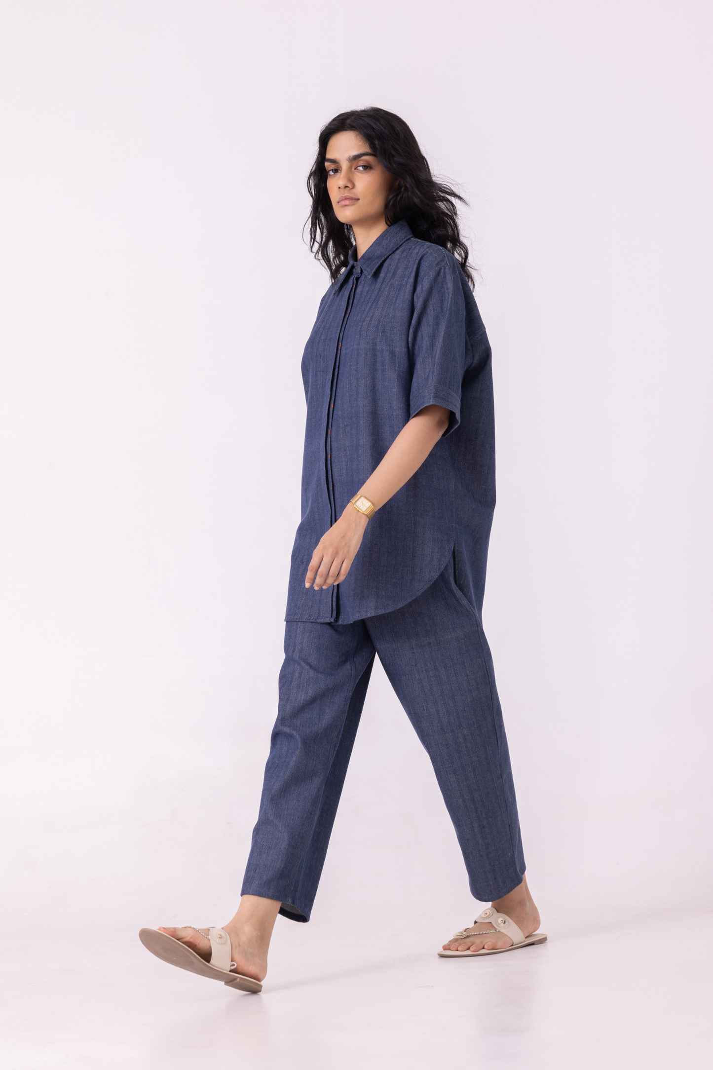 Katniss Blue Handwoven Denim Barrel Pants