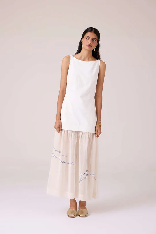 Astra White Embroidered Maxi Dress