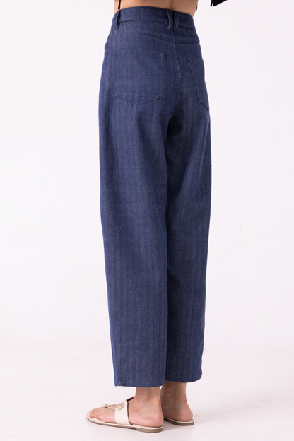 Katniss Blue Handwoven Denim Barrel Pants