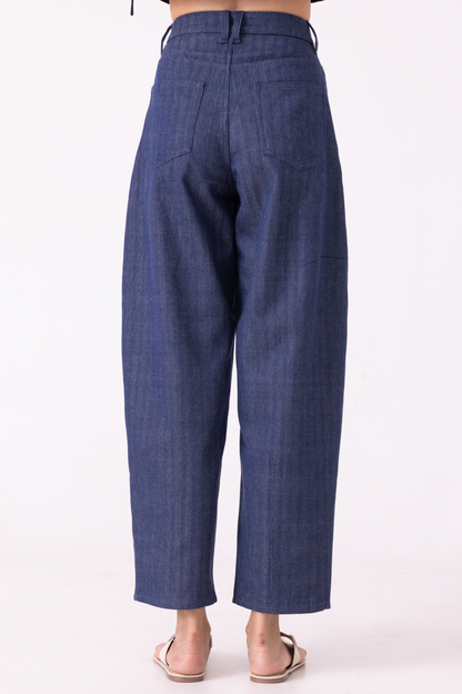 Katniss Blue Handwoven Denim Barrel Pants