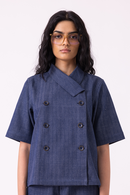 Becky Blue Handwoven Denim top