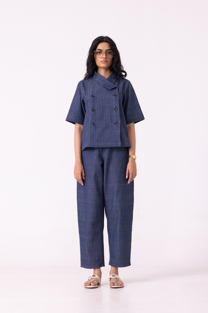 Becky Blue Handwoven Denim top
