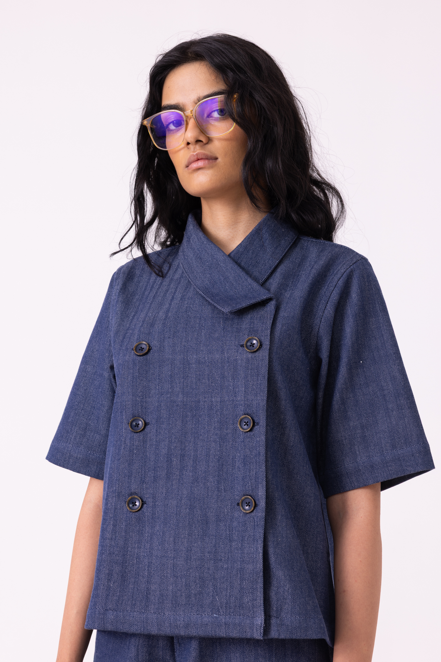 Becky Blue Handwoven Denim top