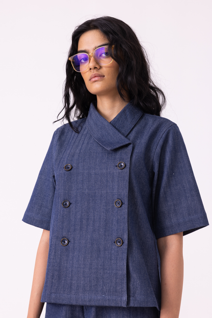 Becky Blue Handwoven Denim top