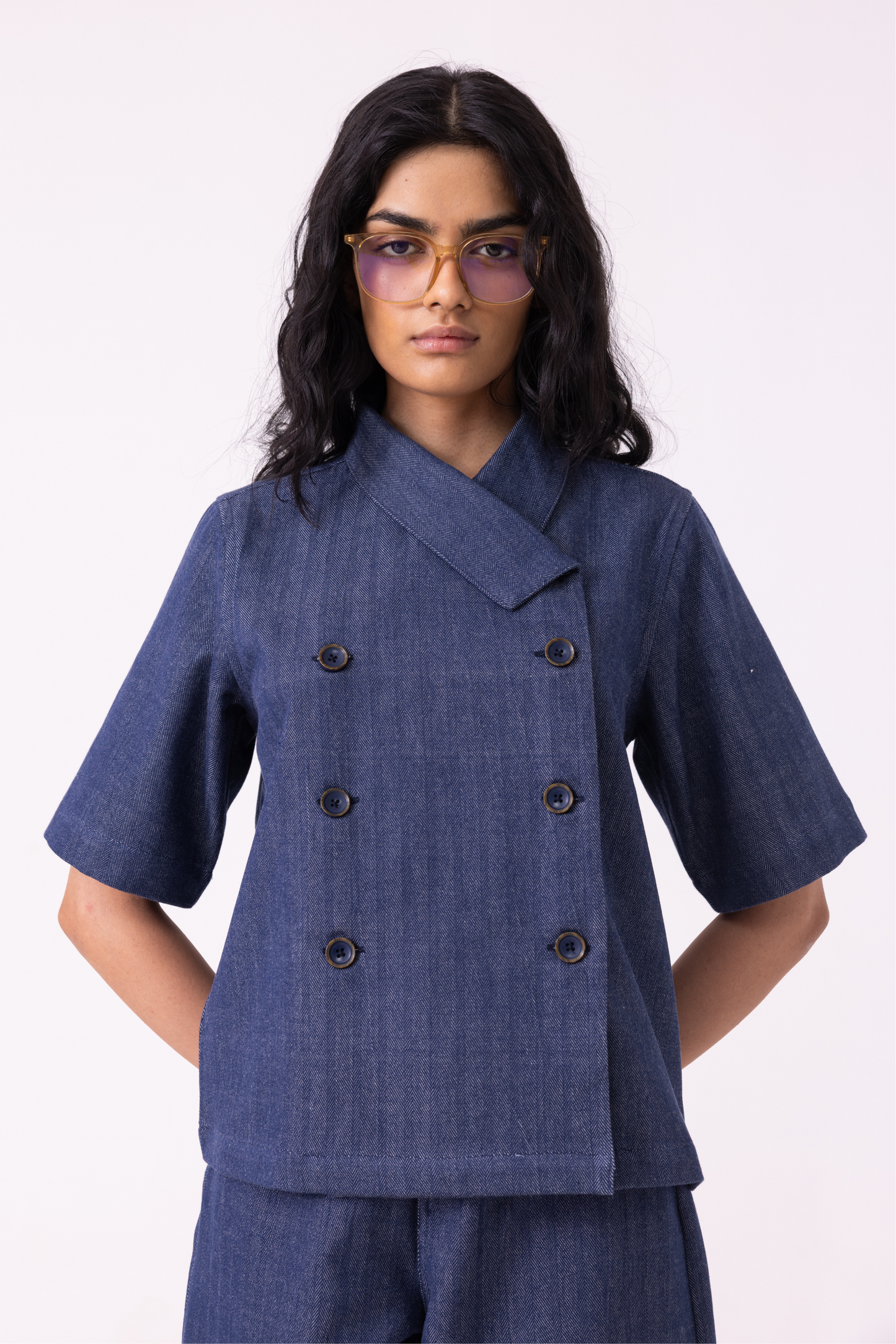 Becky Blue Handwoven Denim top
