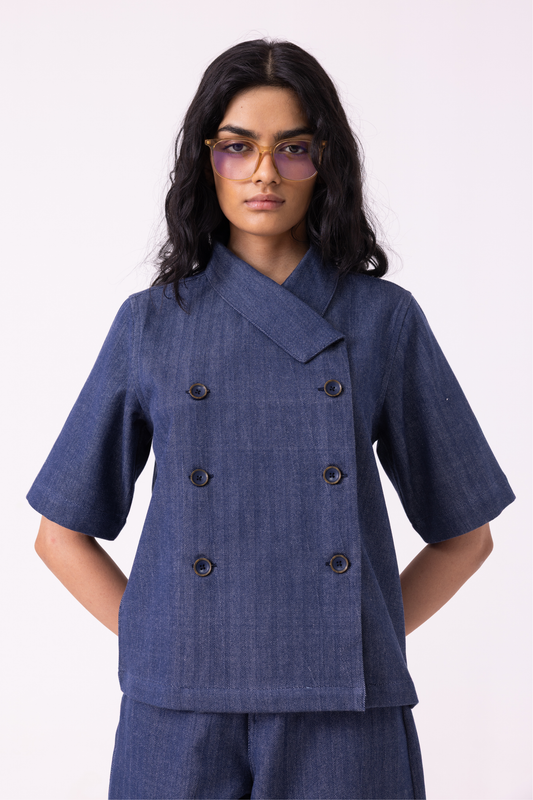 Becky Blue Handwoven Denim top