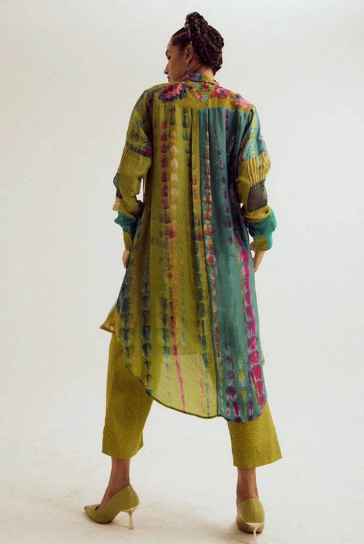 Shrub rose patchwork set- Turq/Green