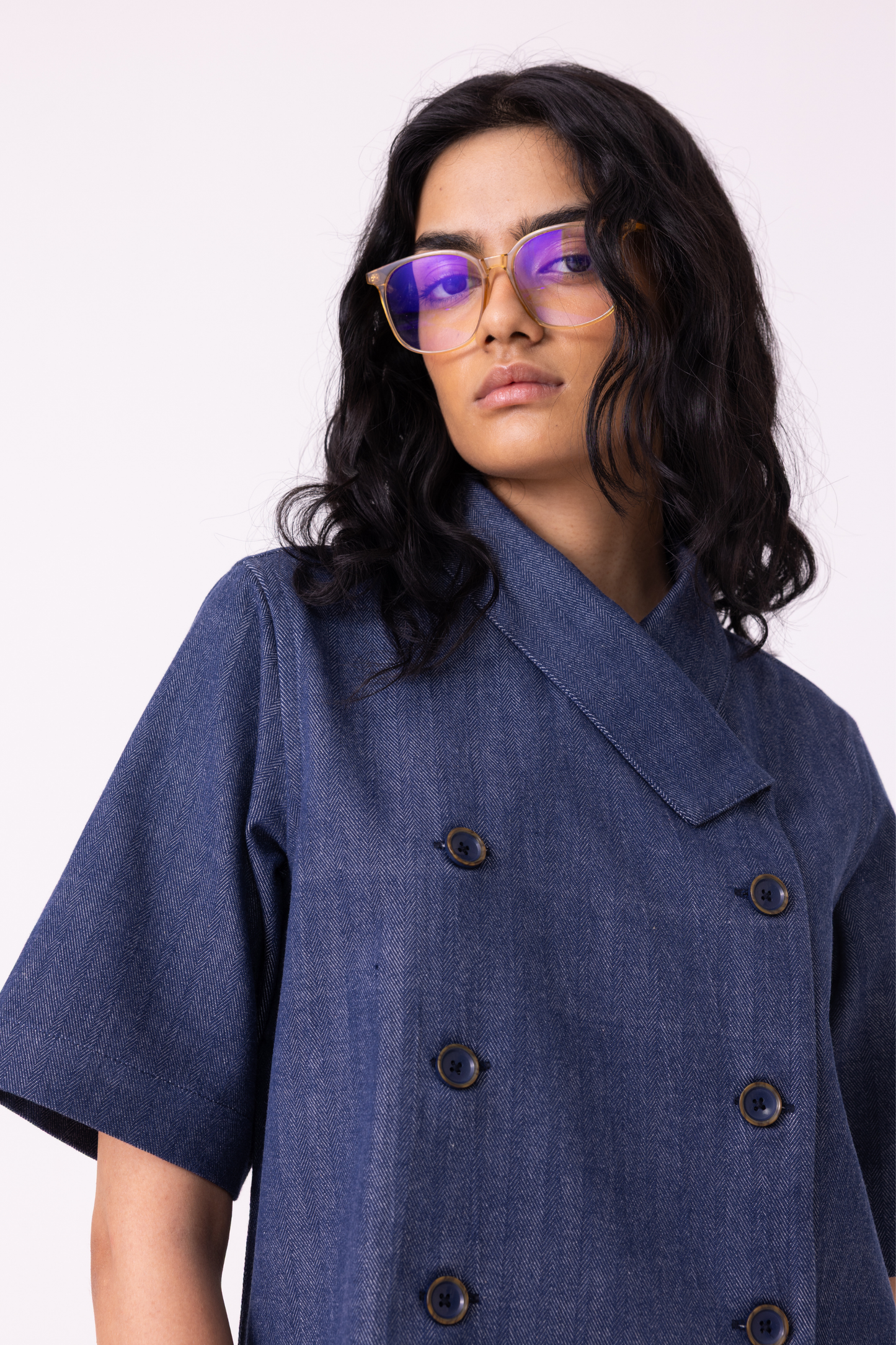 Becky Blue Handwoven Denim top