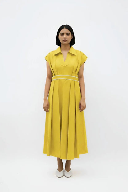 Mango Yellow-Ivory Skater Dress