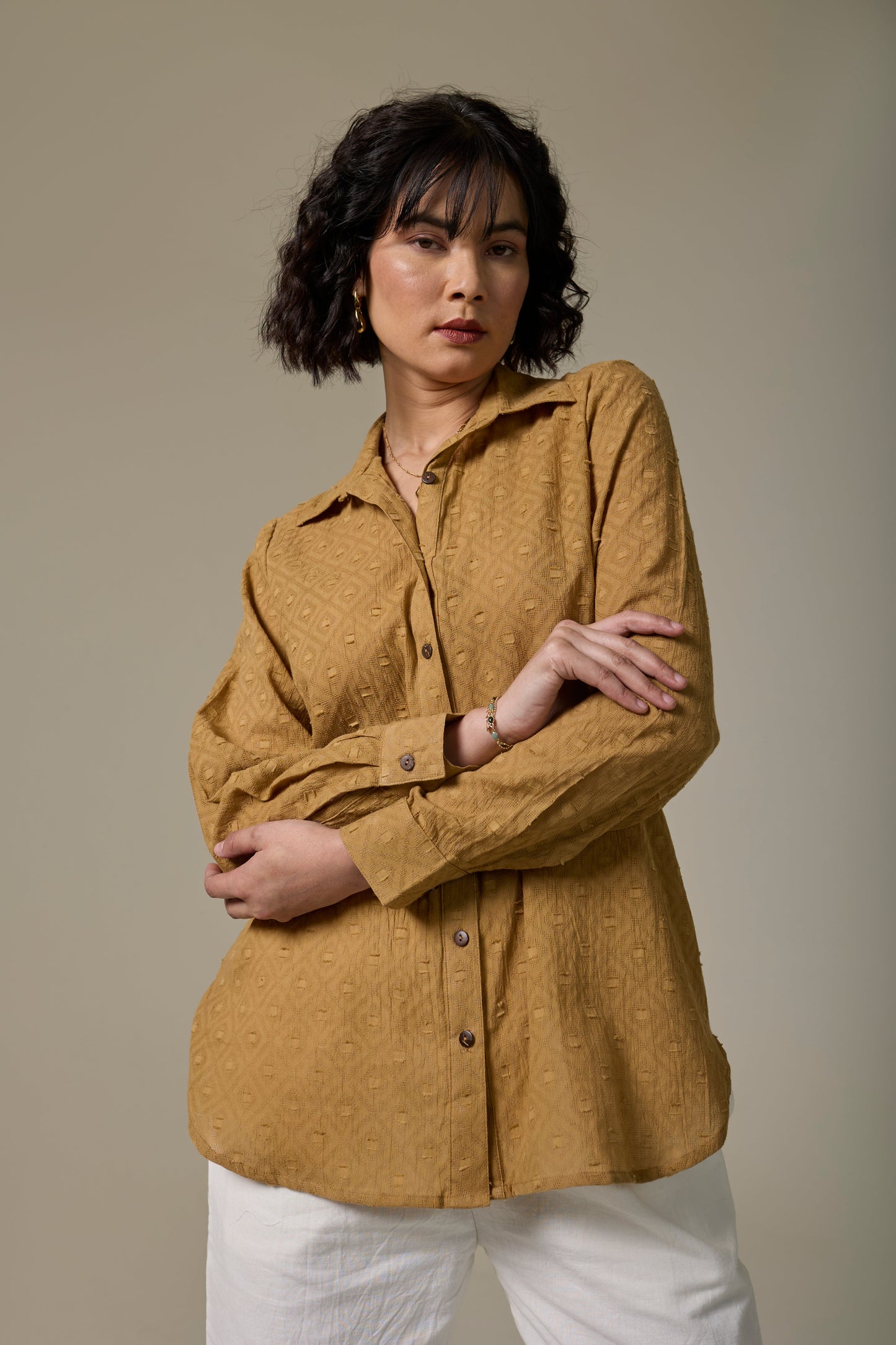 Sand Cotton Textured shirt