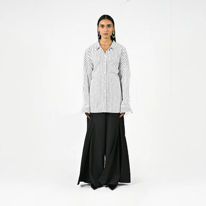 Three Way Pinstriped Shirt - Black and White