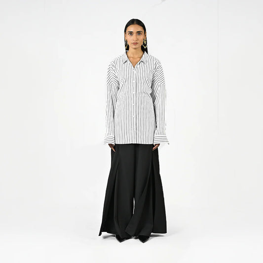 Three Way Pinstriped Shirt - Black and White