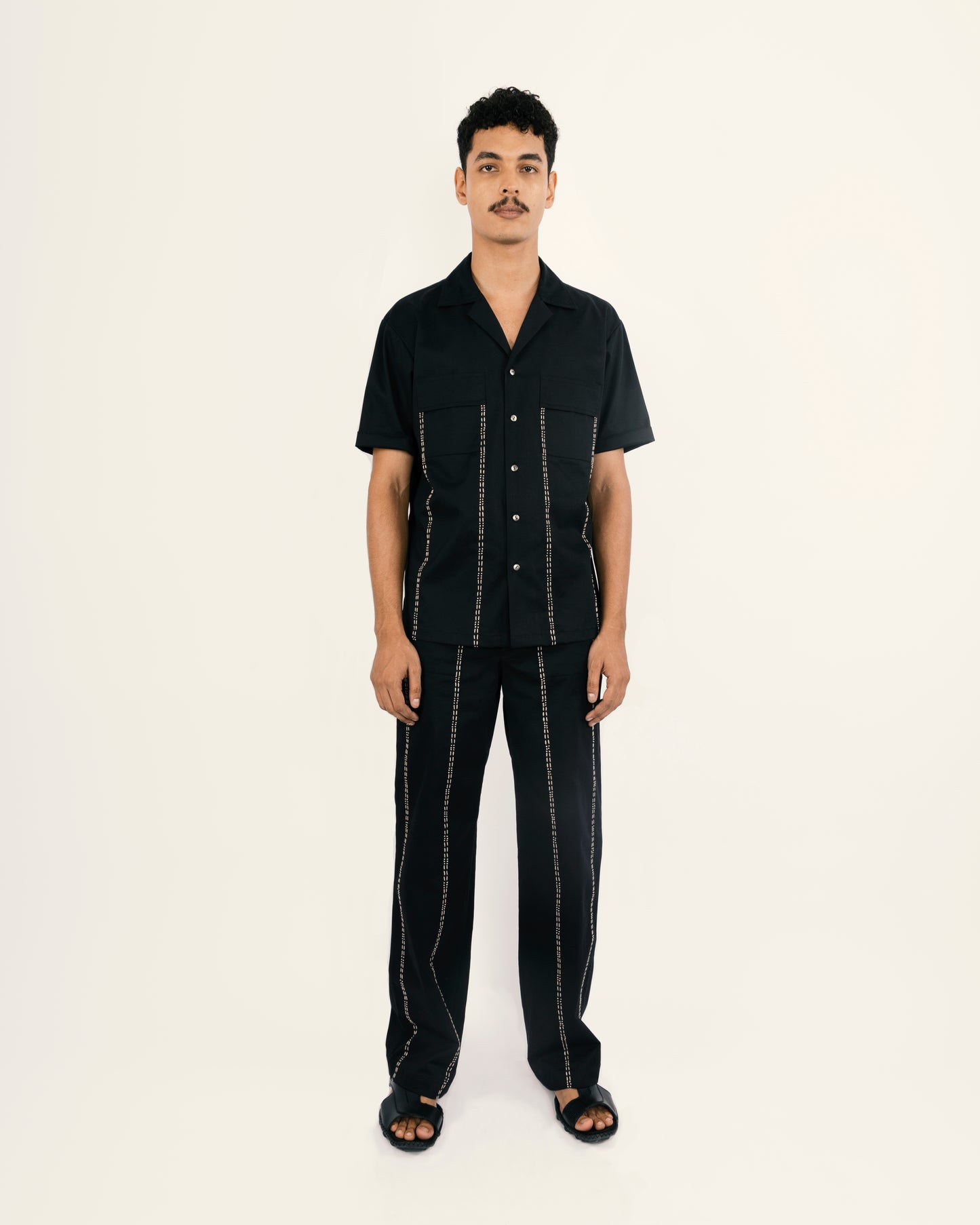 sustainable black cotton denim pants for men