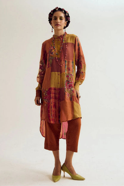 Shrub rose patchwork set- Rust/Orange