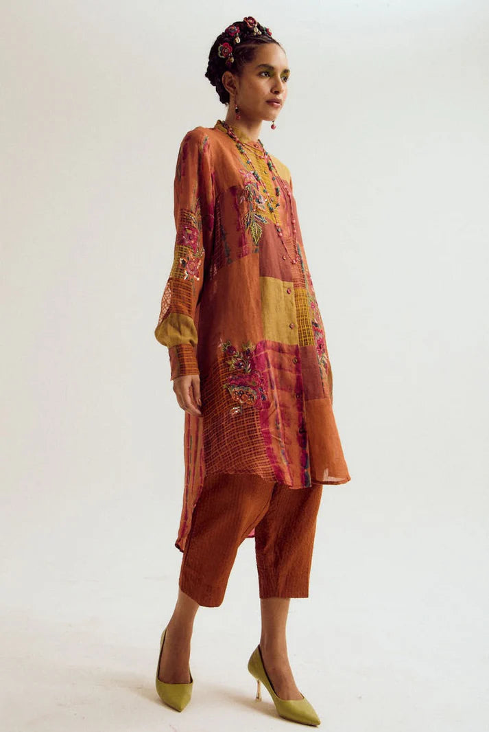 Shrub rose patchwork set- Rust/Orange