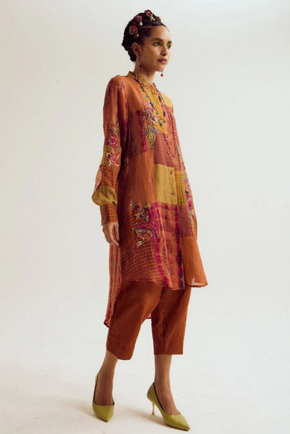 Shrub rose patchwork set- Rust/Orange