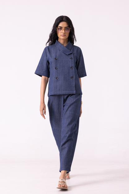 Becky Blue Handwoven Denim top