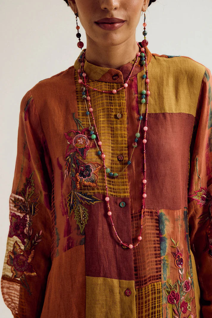 Shrub rose patchwork set- Rust/Orange