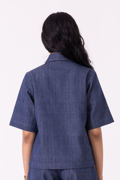 Becky Blue Handwoven Denim top
