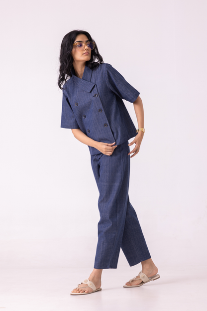 Becky Blue Handwoven Denim top