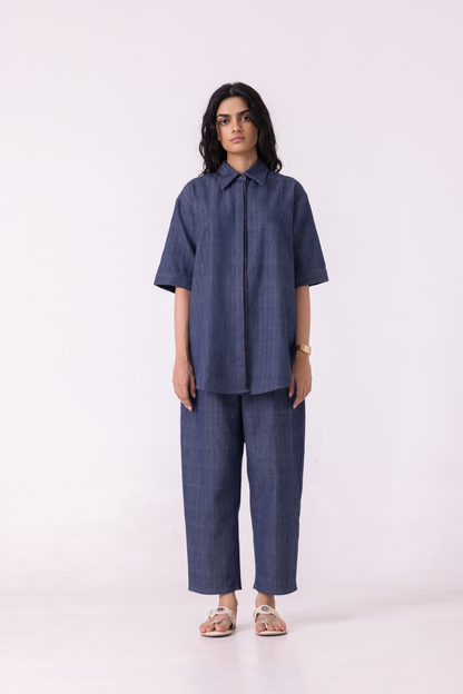 Ava Blue Handwoven Denim Shirt